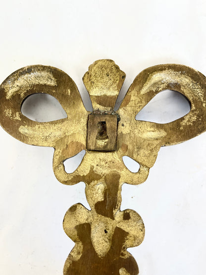 Vintage Brass Candle Sconces: Bow Design