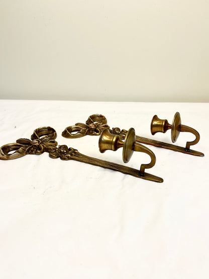 Vintage Brass Candle Sconces: Bow Design