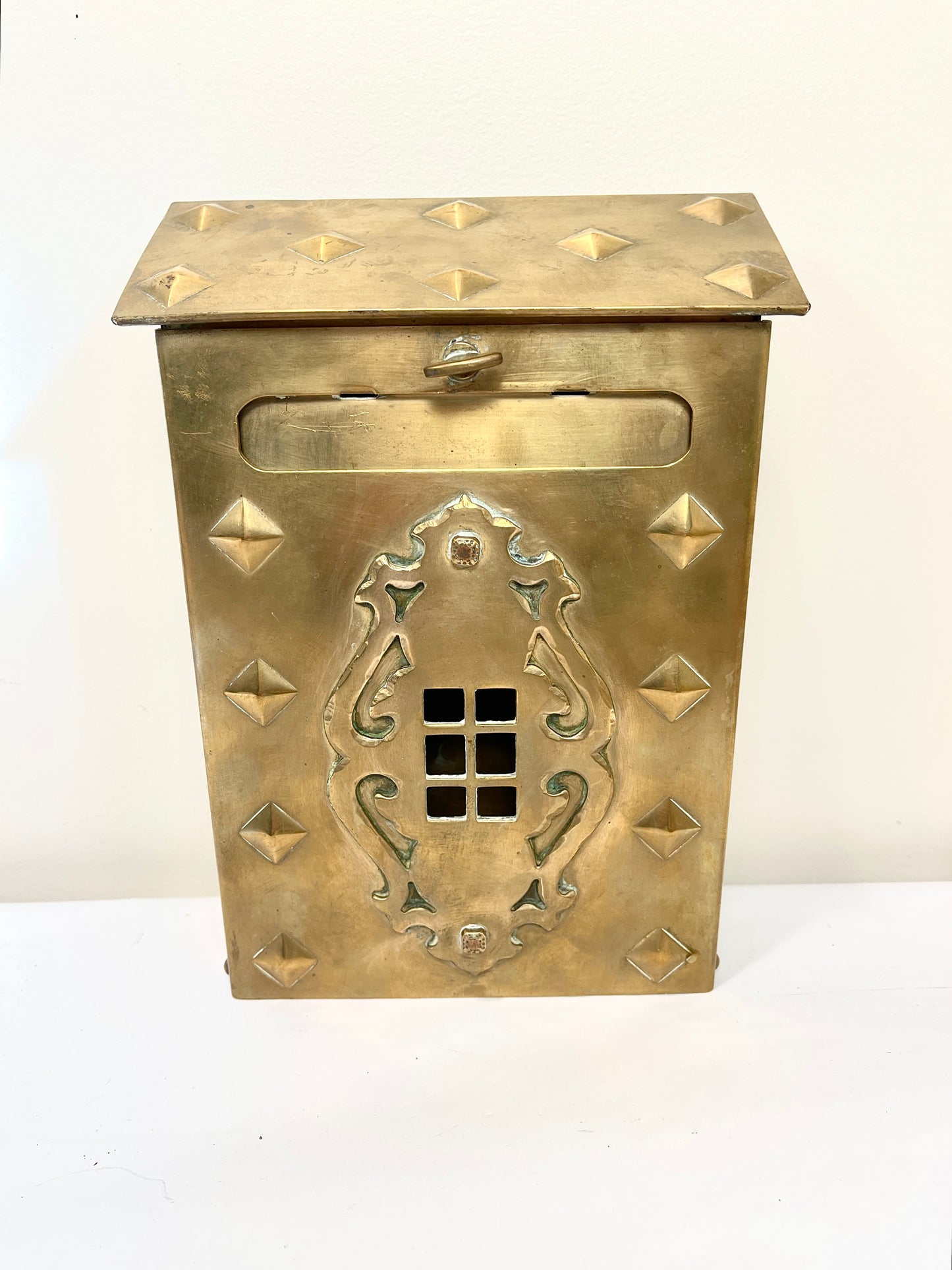Antique Vintage Solid Brass Mailbox:  Wallmount Letterbox