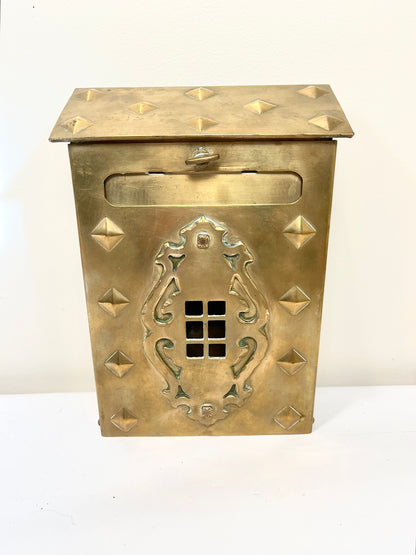 Antique Vintage Solid Brass Mailbox:  Wallmount Letterbox