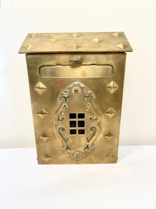 Antique Vintage Solid Brass Mailbox:  Wallmount Letterbox
