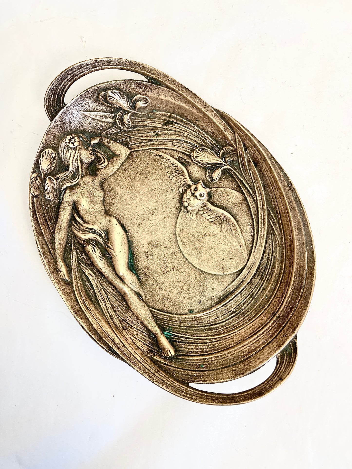 Antique Bronze Art Nouveau Tray