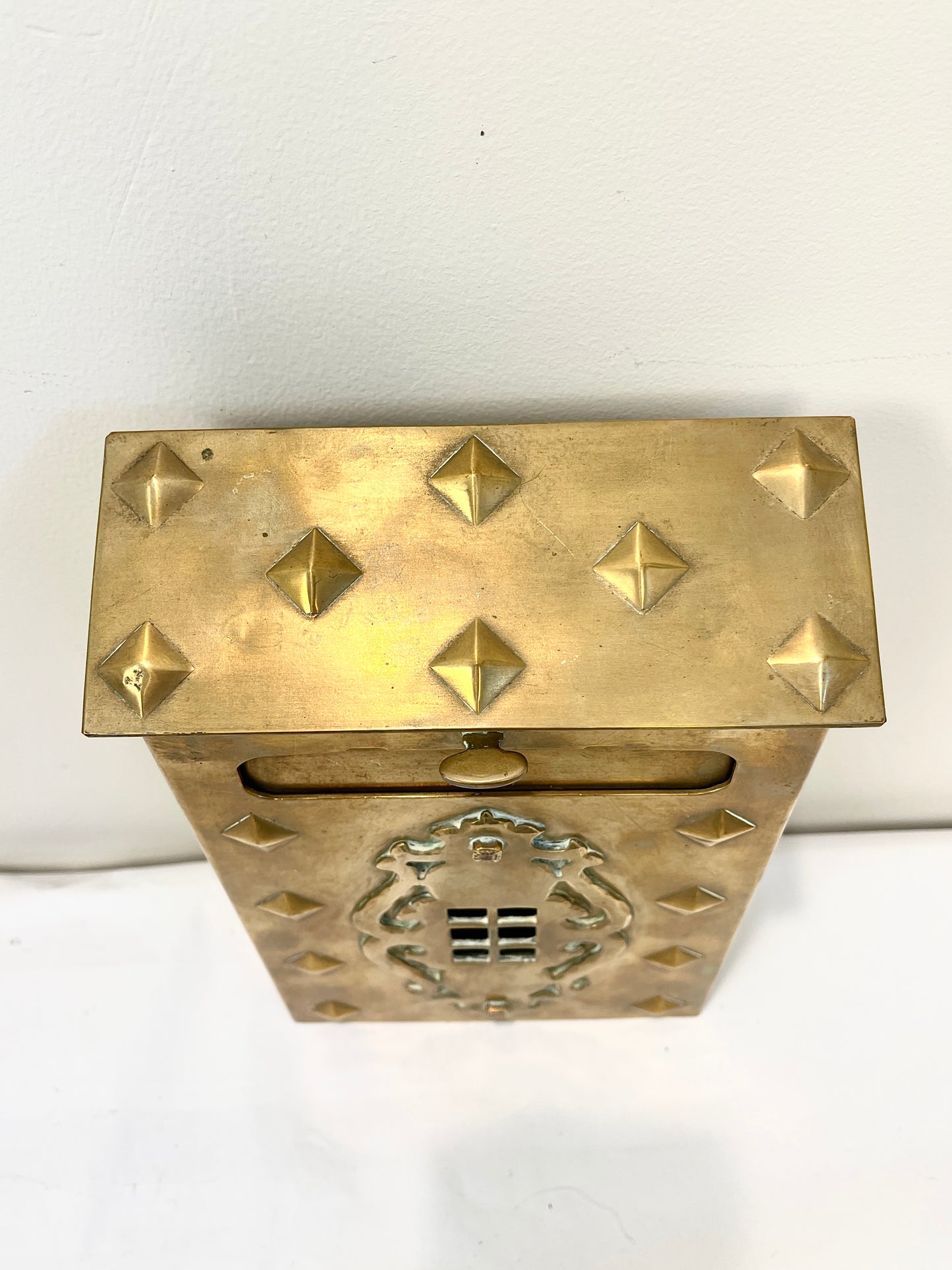 Antique Vintage Solid Brass Mailbox:  Wallmount Letterbox