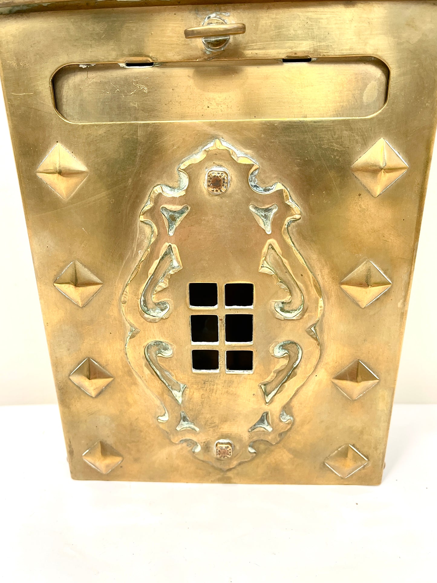 Antique Vintage Solid Brass Mailbox:  Wallmount Letterbox