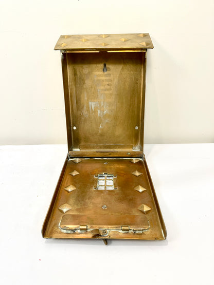 Antique Vintage Solid Brass Mailbox:  Wallmount Letterbox