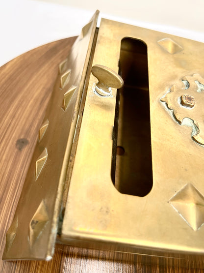 Antique Vintage Solid Brass Mailbox:  Wallmount Letterbox