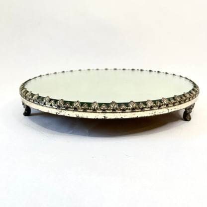 Vintage Mirrored Round Dresser Tray