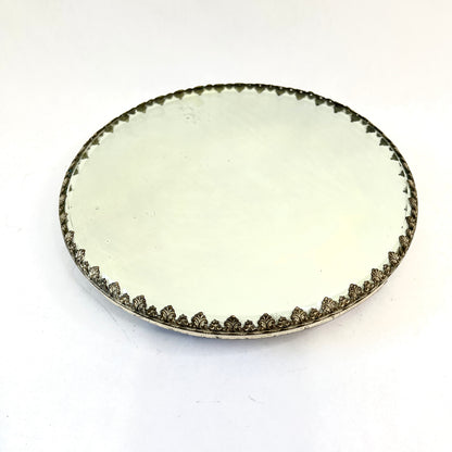 Vintage Mirrored Round Dresser Tray