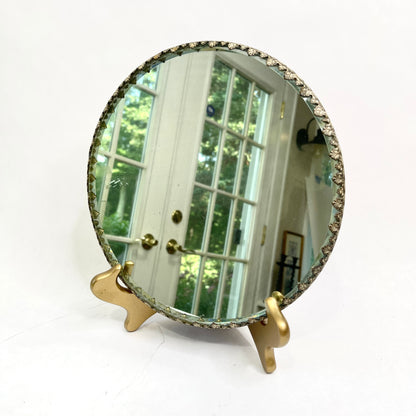 Vintage Mirrored Round Dresser Tray