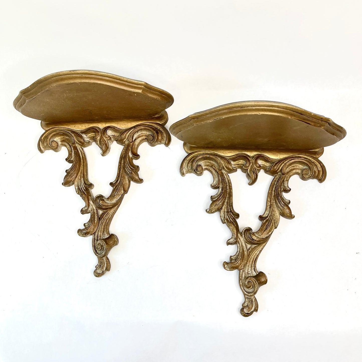 Vintage Syroco Gold Half Round Shelves