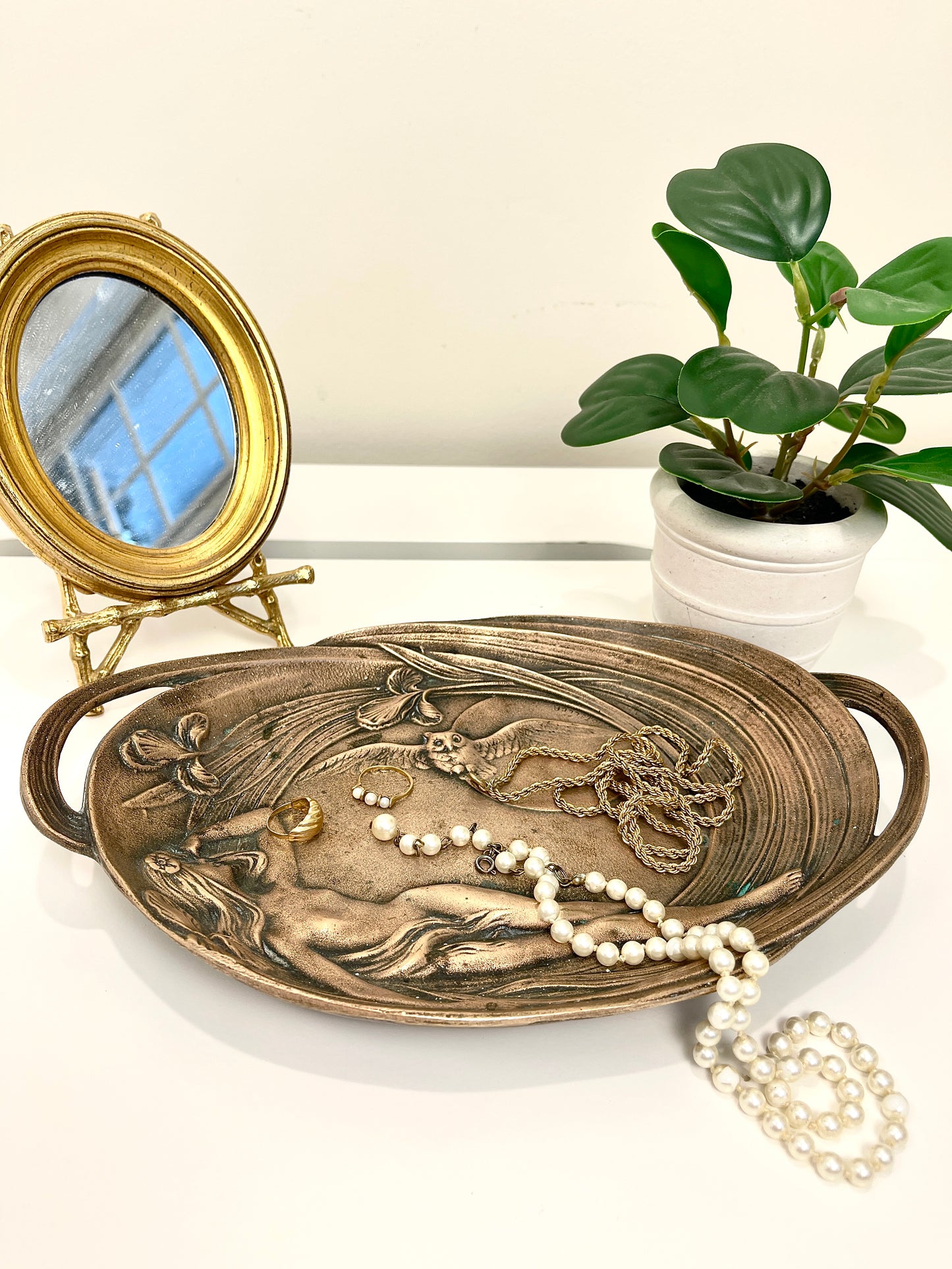 Antique Bronze Art Nouveau Tray