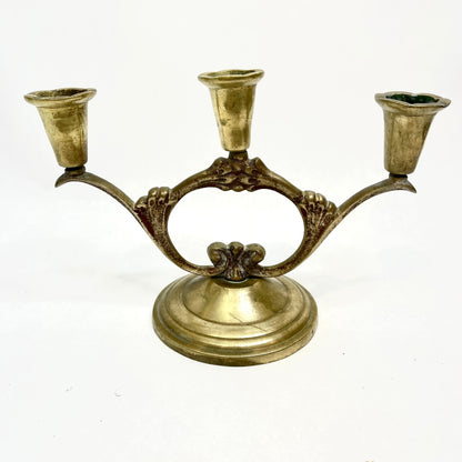 Vintage Brass Three Arm Candelabra