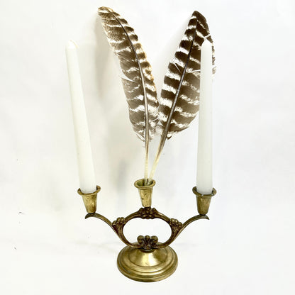 Vintage Brass Three Arm Candelabra