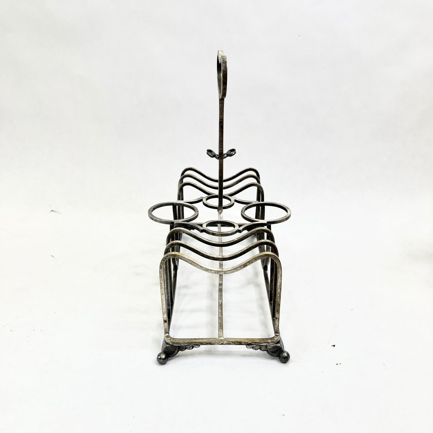 Vintage Silver Toast Rack with Condiment Holder