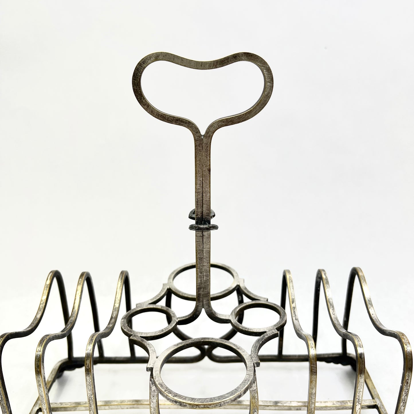 Vintage Silver Toast Rack with Condiment Holder