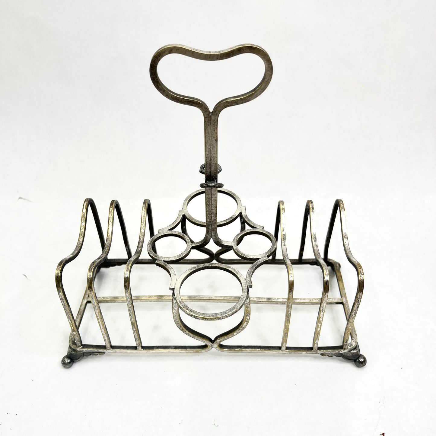 Vintage Silver Toast Rack with Condiment Holder