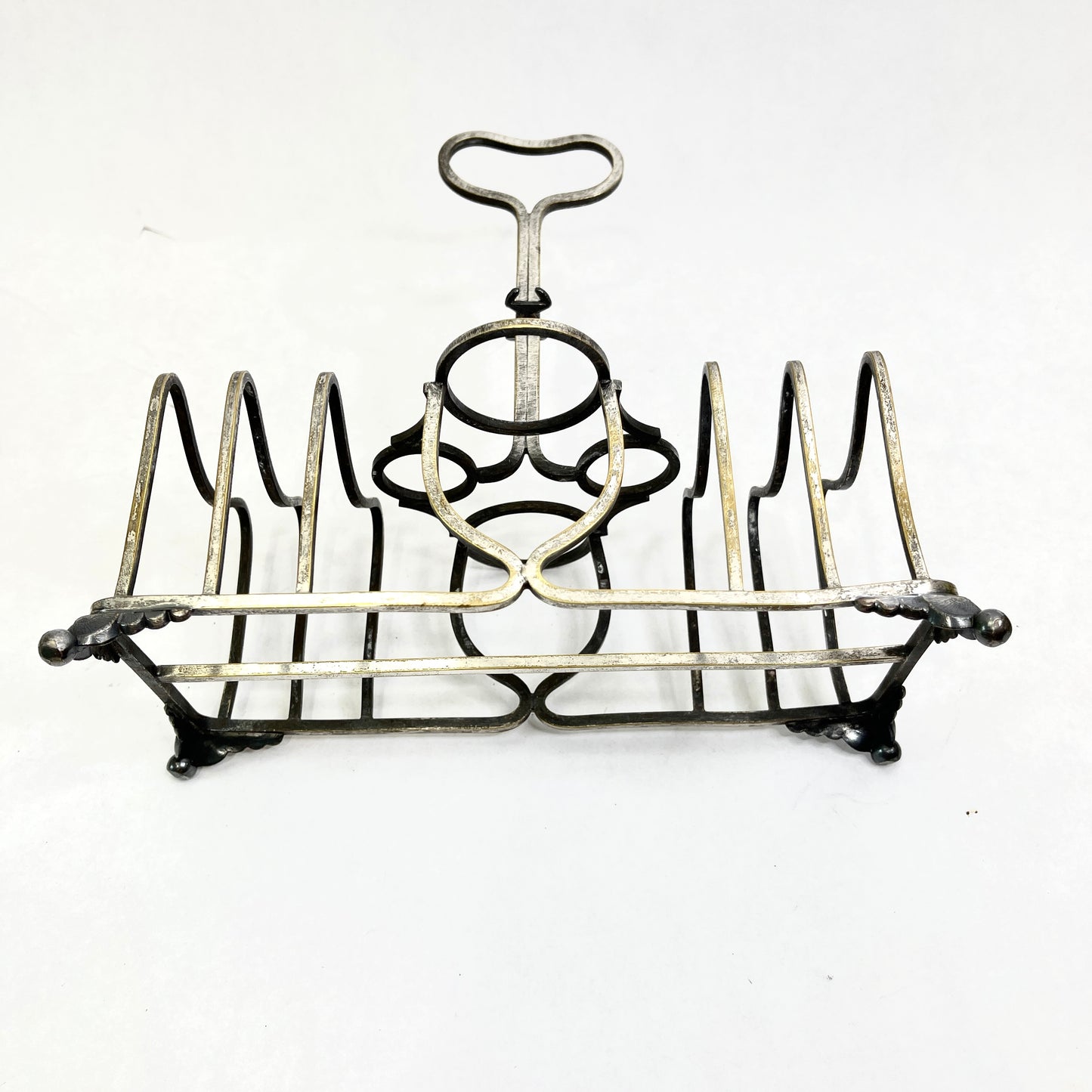 Vintage Silver Toast Rack with Condiment Holder