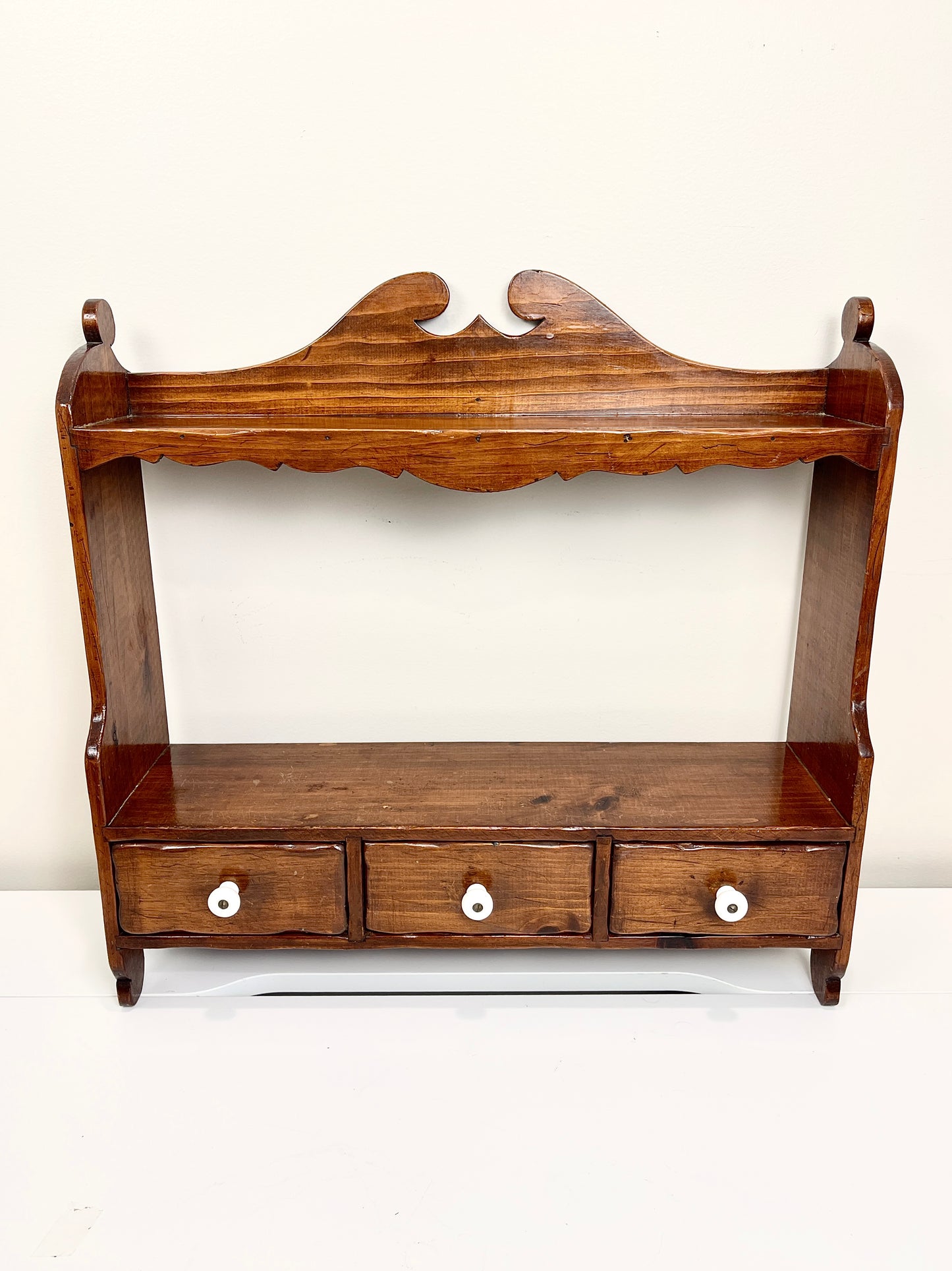 Vintage Wall Shelf with Drawers