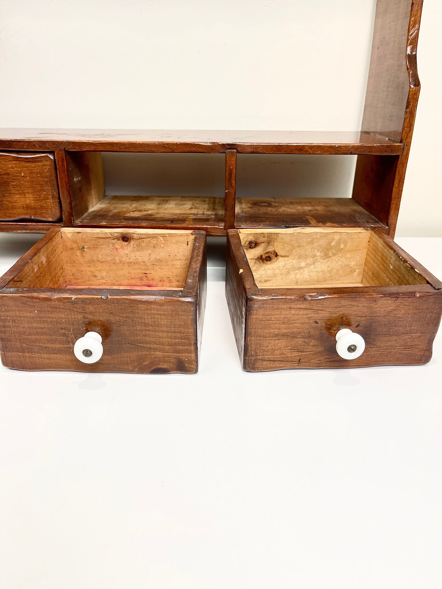 Vintage Wall Shelf with Drawers