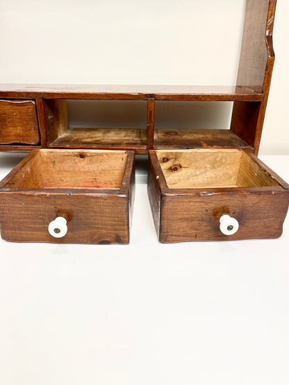 Vintage Wall Shelf with Drawers