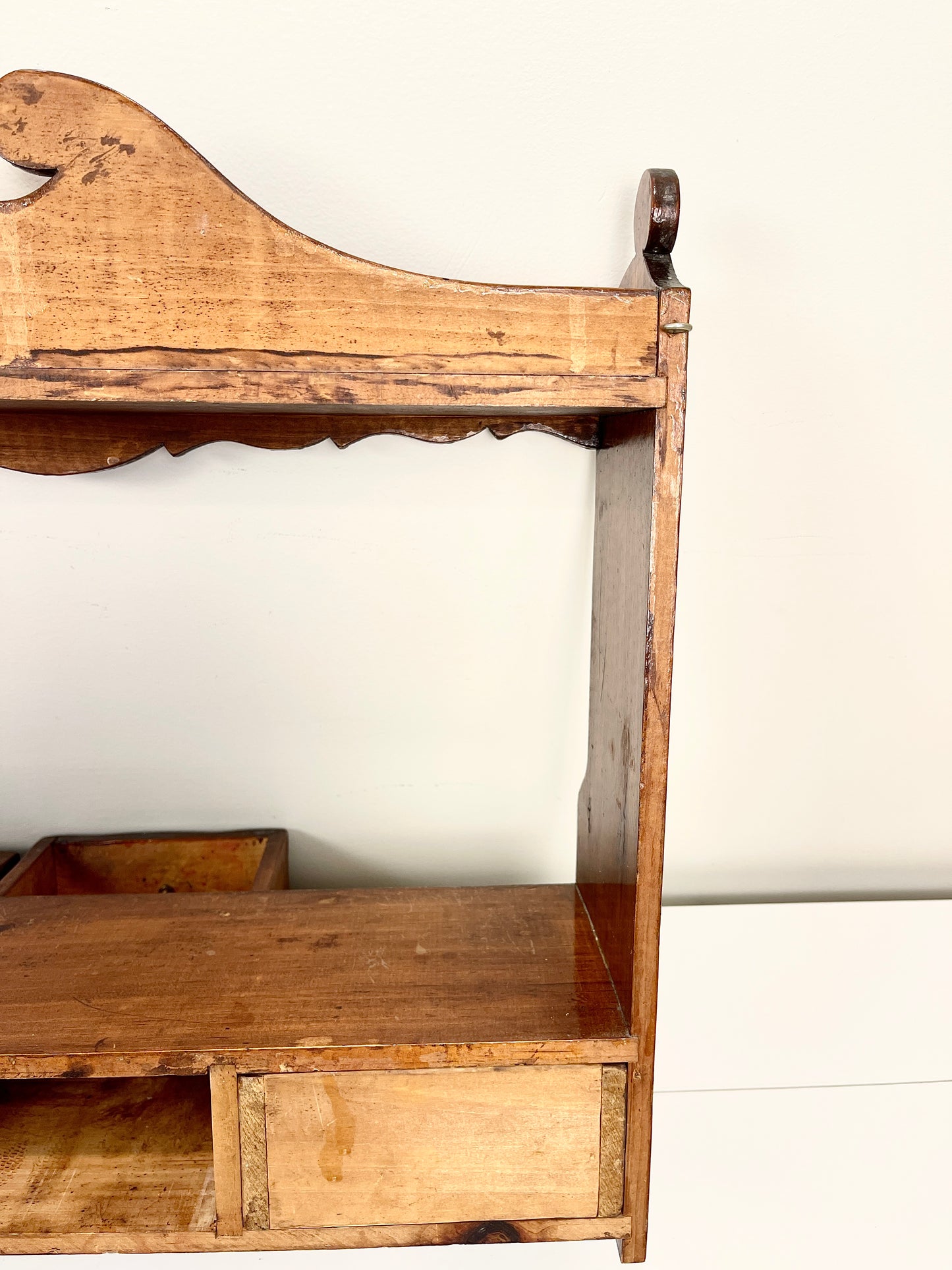 Vintage Wall Shelf with Drawers