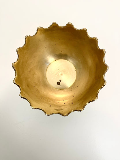 Vintage Brass Scalloped Edge Bowl