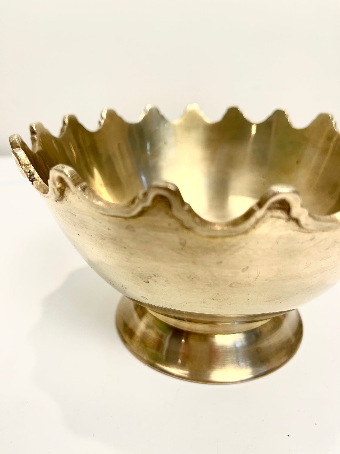 Vintage Brass Scalloped Edge Bowl