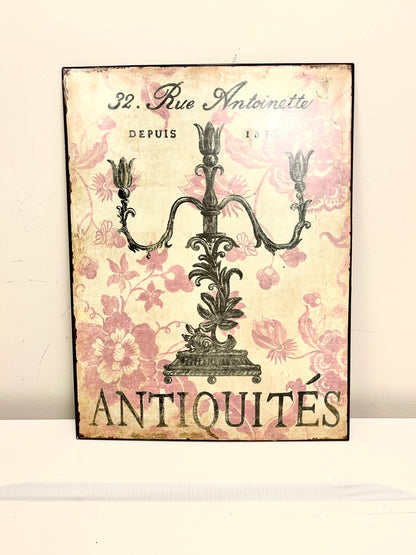 Vintage French Antiquities Sign