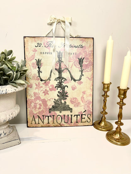 Vintage French Antiquities Sign