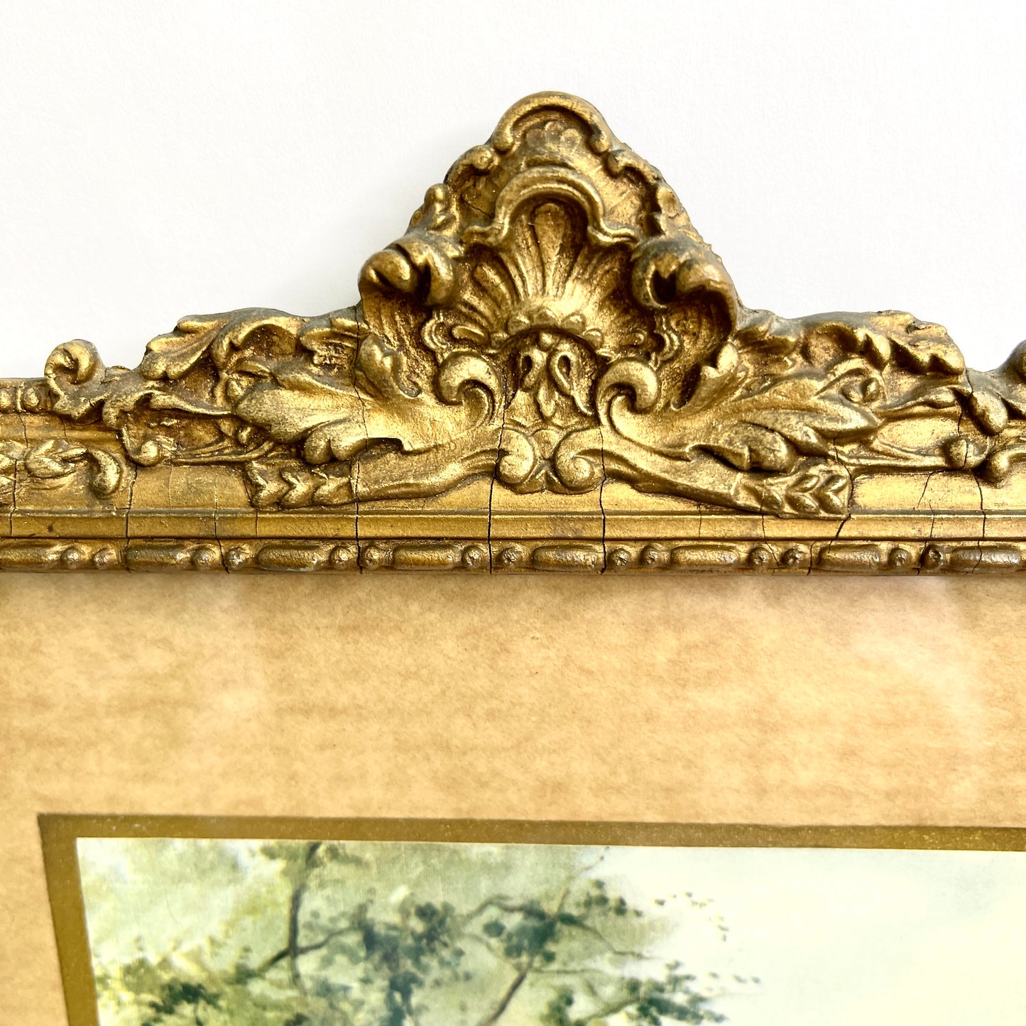 Antique Art in Gold Gesso Frame