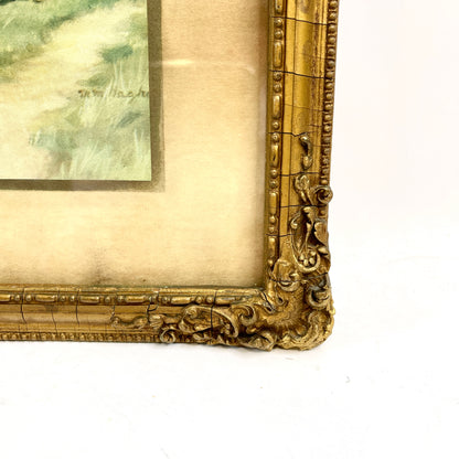 Antique Art in Gold Gesso Frame