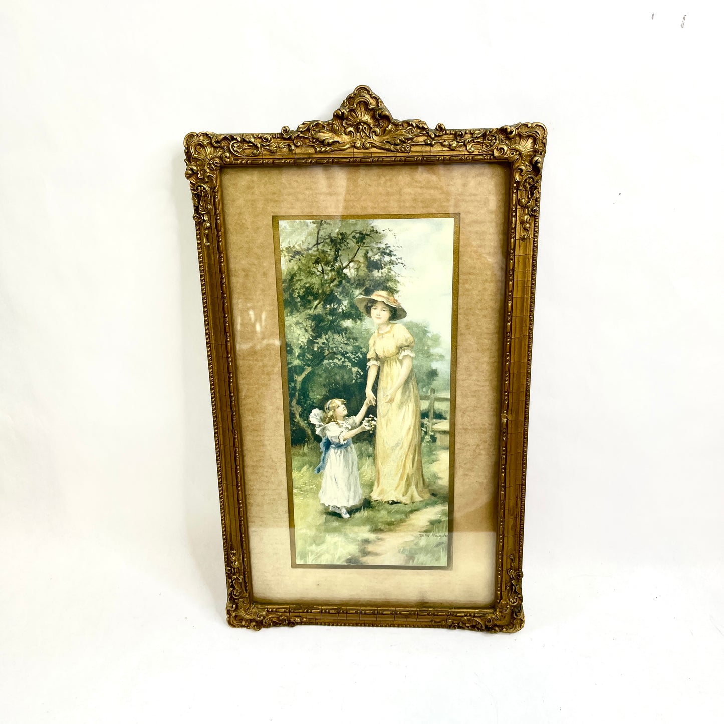 Antique Art in Gold Gesso Frame