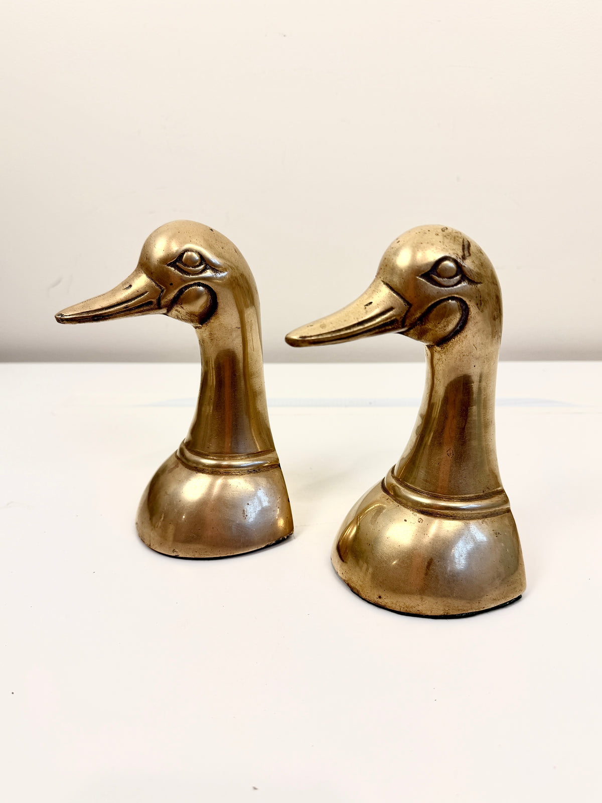 Vintage Brass Duck Bookends