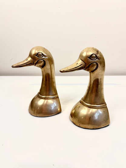 Vintage Brass Duck Bookends