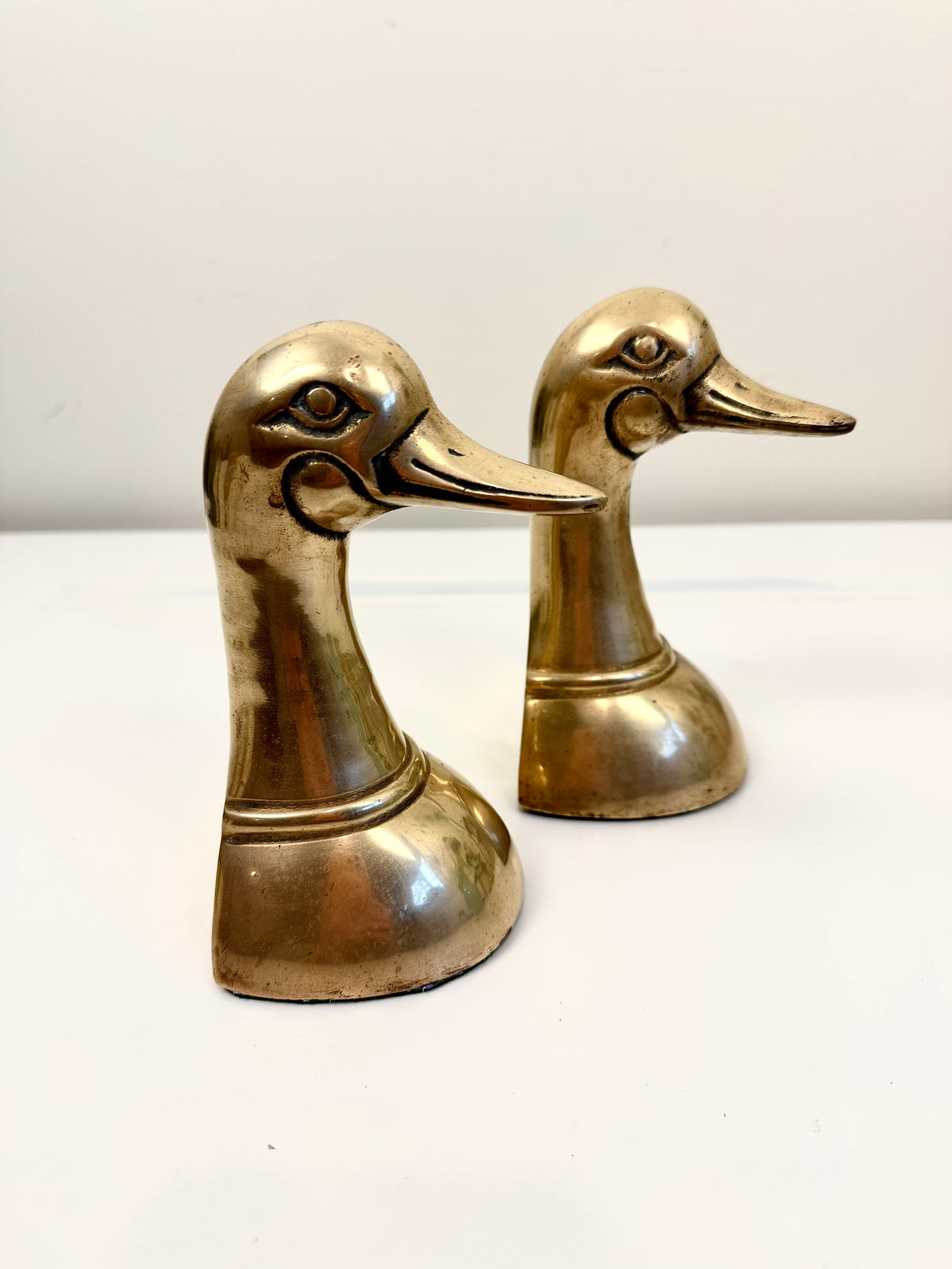 Vintage Brass Duck Bookends