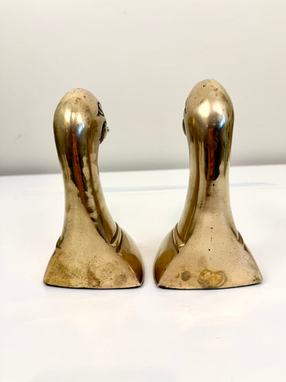 Vintage Brass Duck Bookends