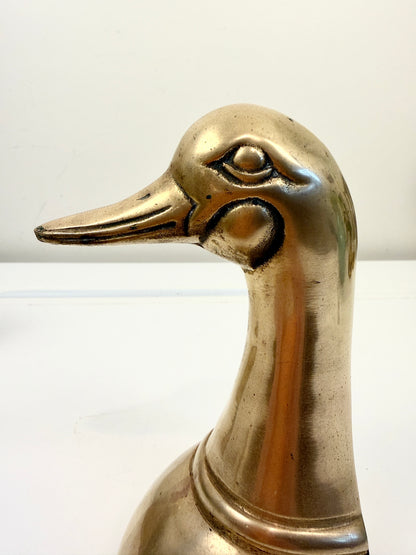 Vintage Brass Duck Bookends