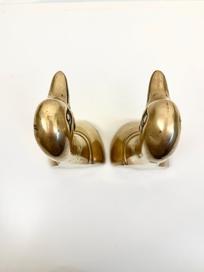 Vintage Brass Duck Bookends
