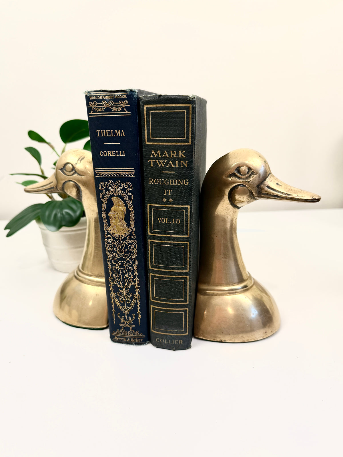 Vintage Brass Duck Bookends