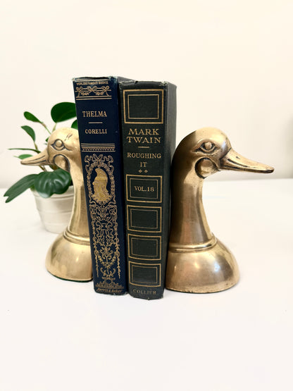Vintage Brass Duck Bookends