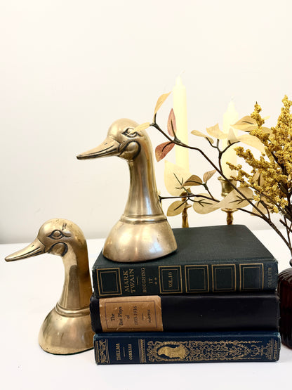 Vintage Brass Duck Bookends