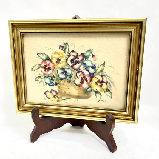 Vintage Theorem Painting - Pansies in a Basket