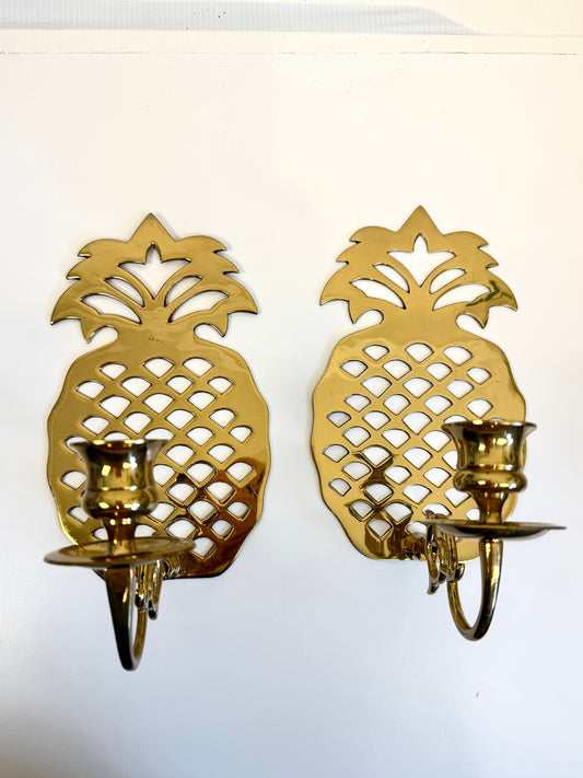 Vintage Brass Pineapple Sconces