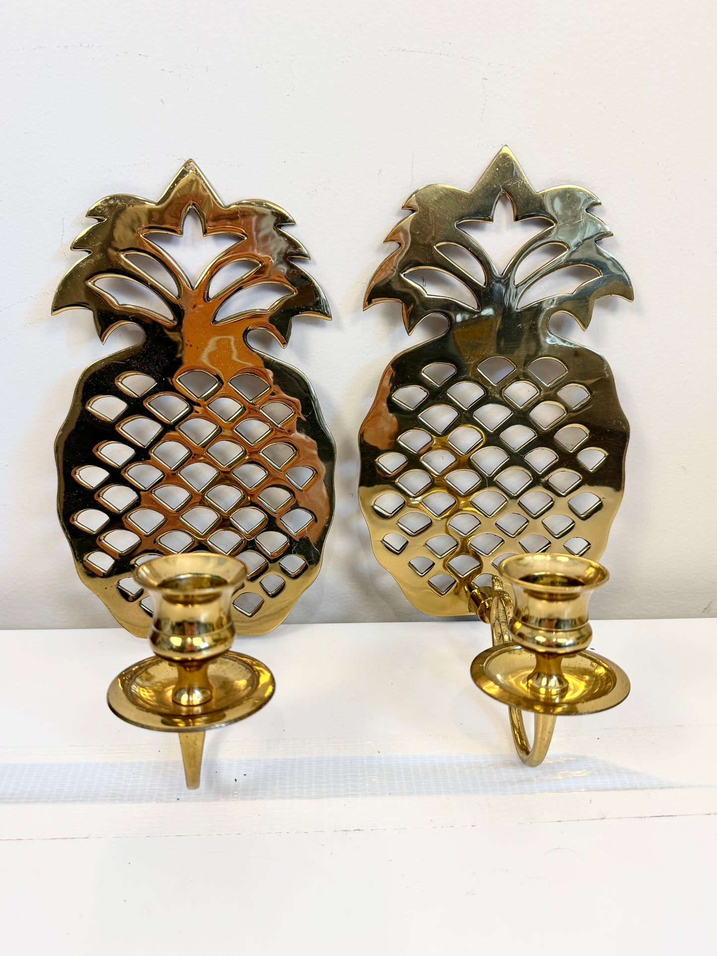 Vintage Brass Pineapple Sconces