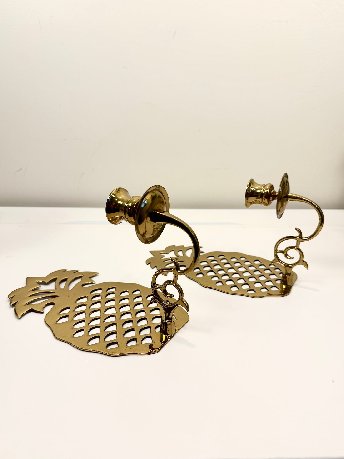 Vintage Brass Pineapple Sconces