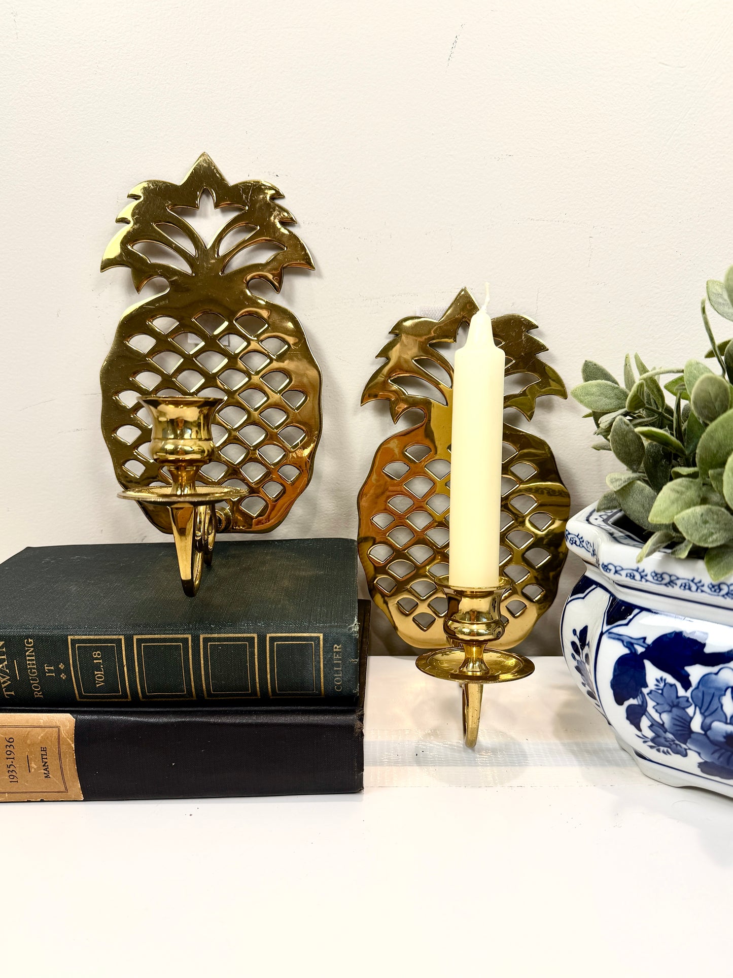 Vintage Brass Pineapple Sconces