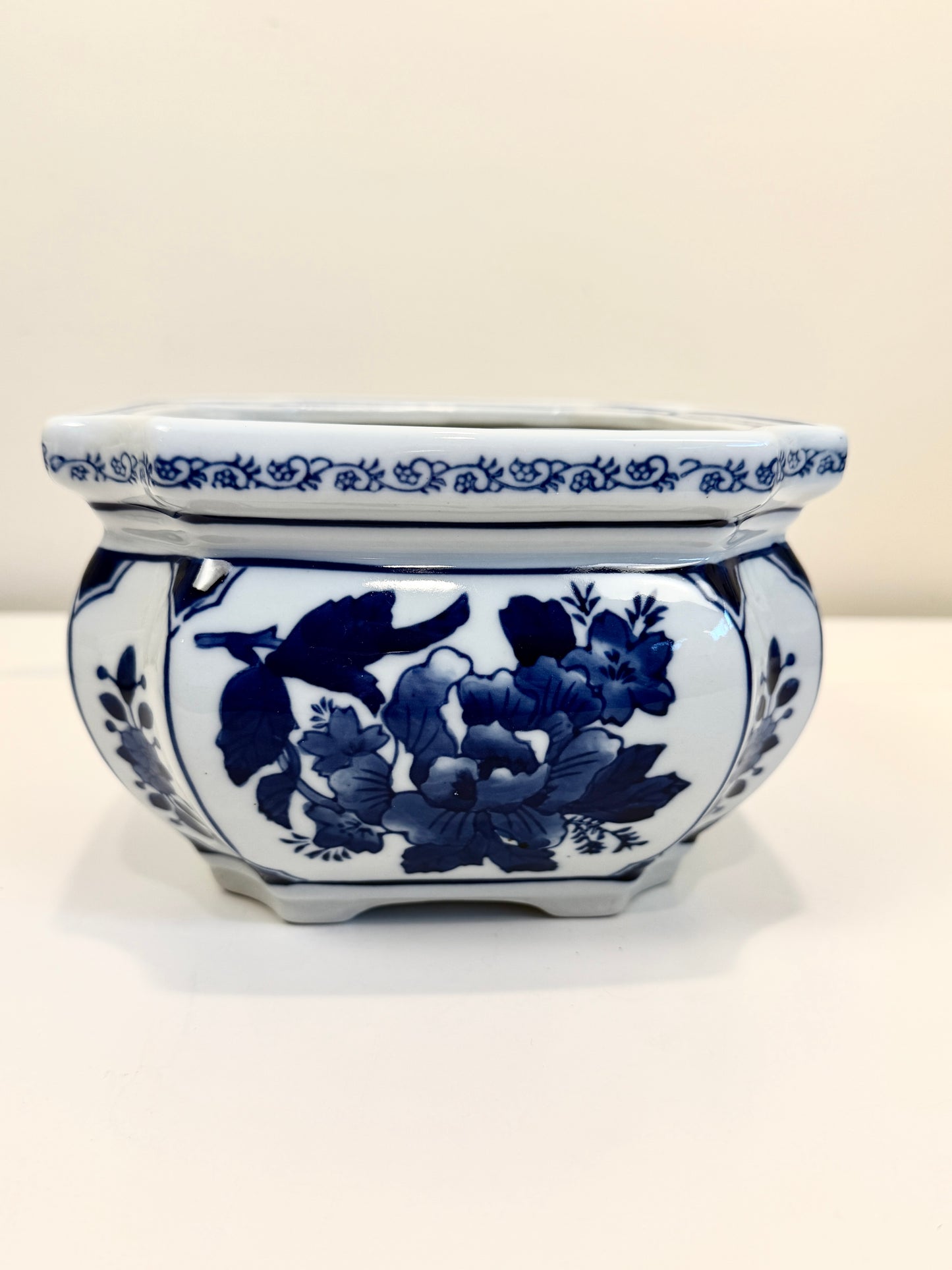 Blue and White Planter
