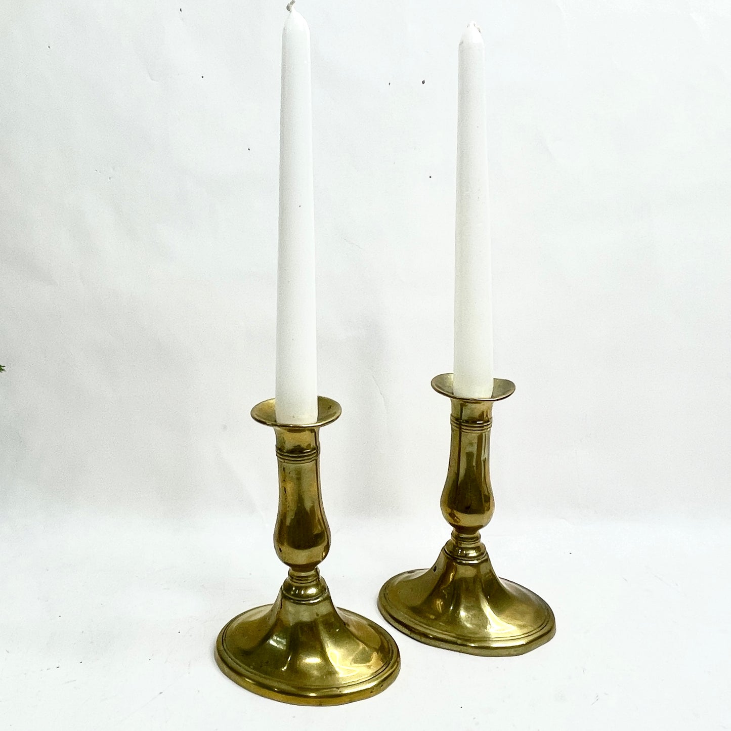 Vintage Brass Oval Candlesticks