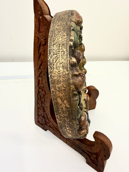 Vintage Round Mirror: Raised Fruit Garland