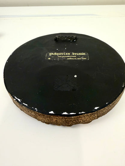 Vintage Round Mirror: Raised Fruit Garland